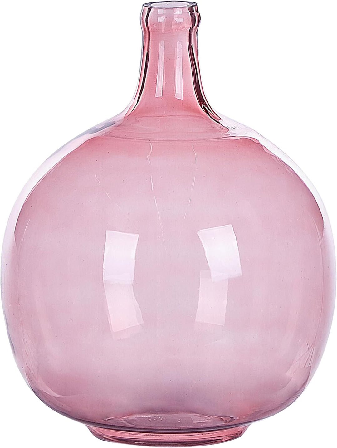 Runde Dekovase aus gefärbtem Glas handgefertigt rosa 31 cm Chappathi