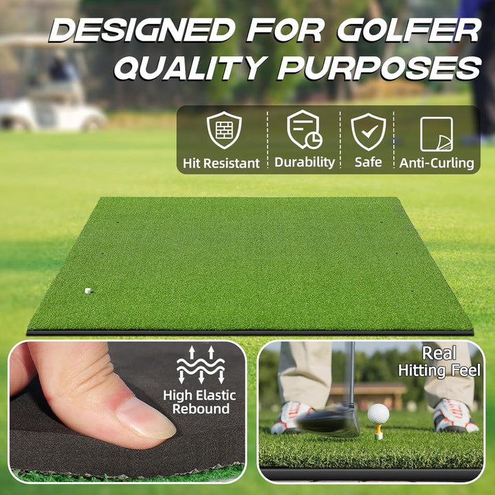 Golf Abschlagmatte 150 x 117 cm, 6 Abschlagpositionen, Kunstrasen, Grün, Faltbar, Ideal für Indoor u