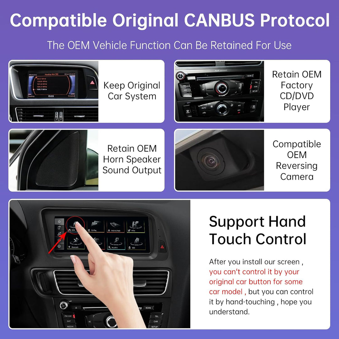 Road Top 8,9 Zoll Autoradio Drahtlos CarPlay Touchscreen für Audi Q5 2009-2017 Jahr mit 2GMMI, Autor