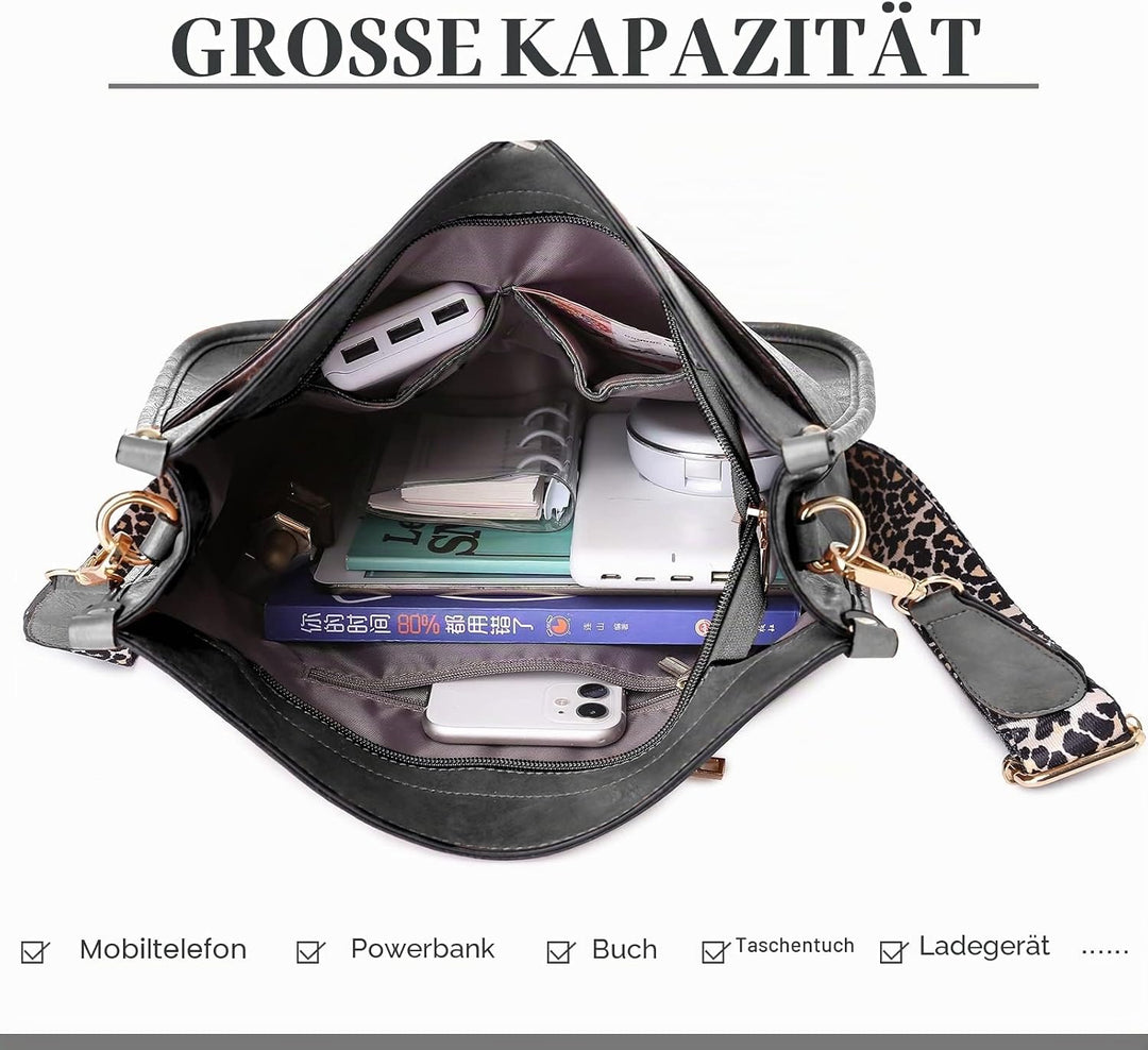 Umhängetasche für Damen Grosse Kapazität Tragetasche aus PU-Leder Allgleiches beiläufige Tasche für