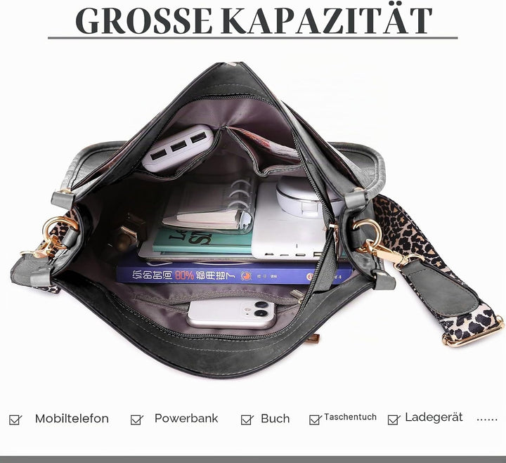 Umhängetasche für Damen Grosse Kapazität Tragetasche aus PU-Leder Allgleiches beiläufige Tasche für