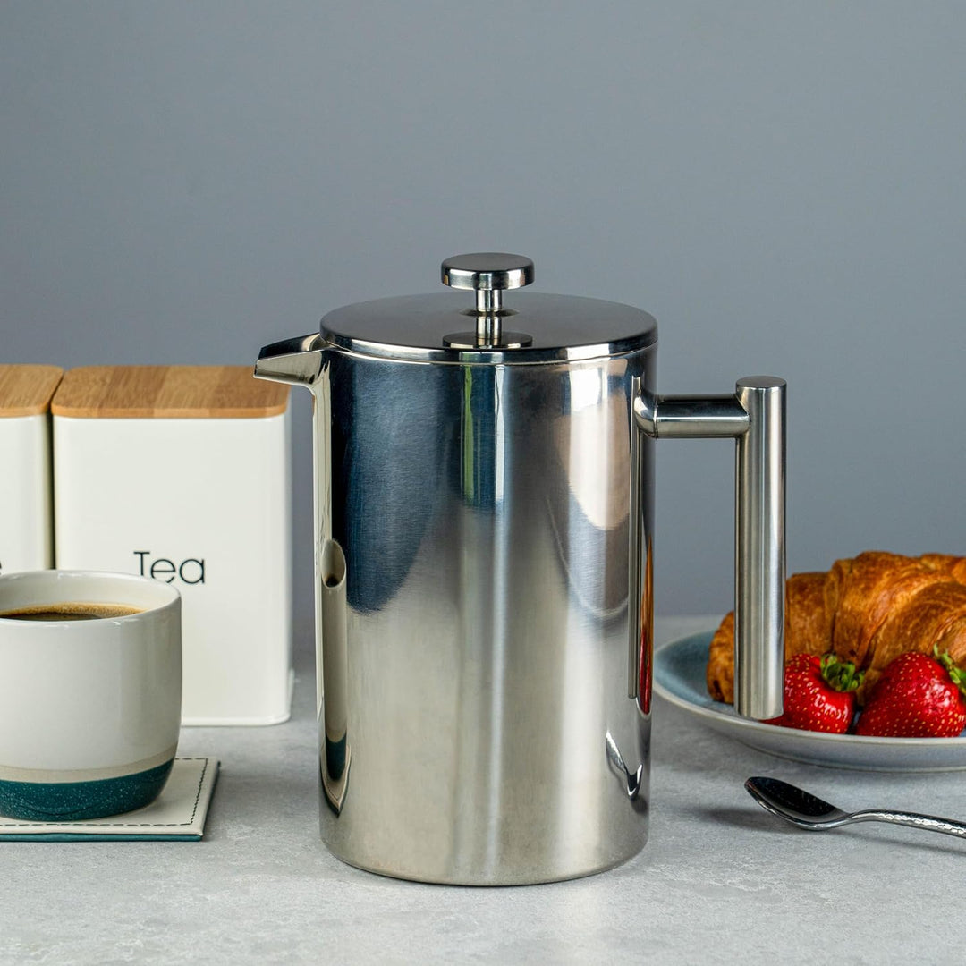 Grunwerg Cafe Ole Double Wall Insulated Straight 12 Cup/ 51oz Stainless Steel Cafetiere by Grunwerg