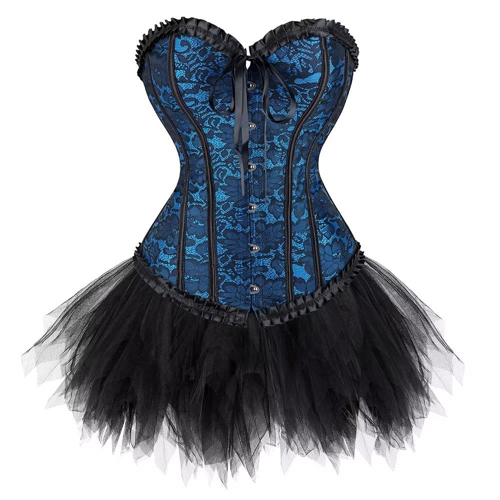 Corset Dress Korsett Sexy Kleider Rock Damen Corsage Vollbrust Bustier Korsettkleid Gothic Burlesque