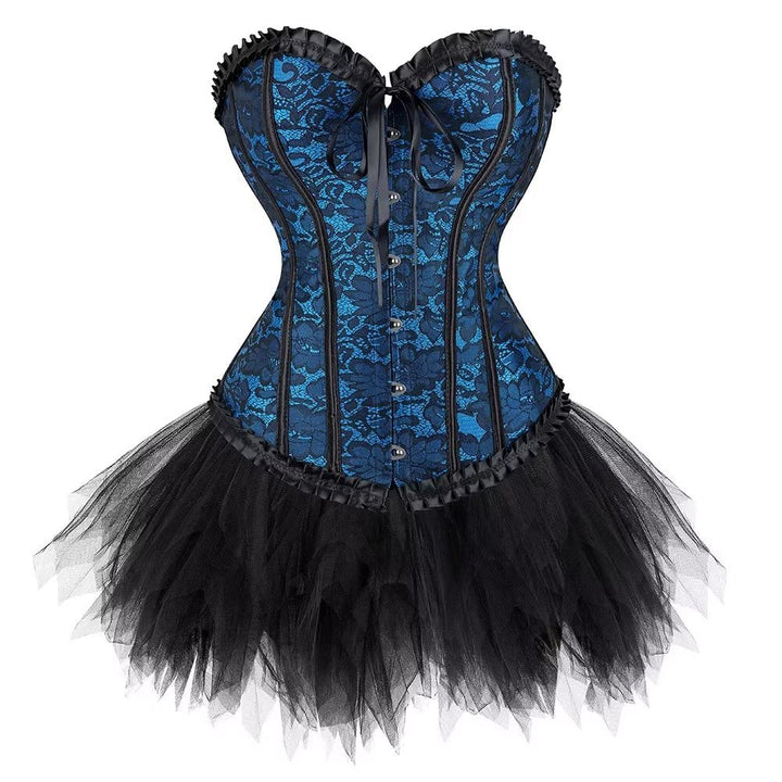 Corset Dress Korsett Sexy Kleider Rock Damen Corsage Vollbrust Bustier Korsettkleid Gothic Burlesque