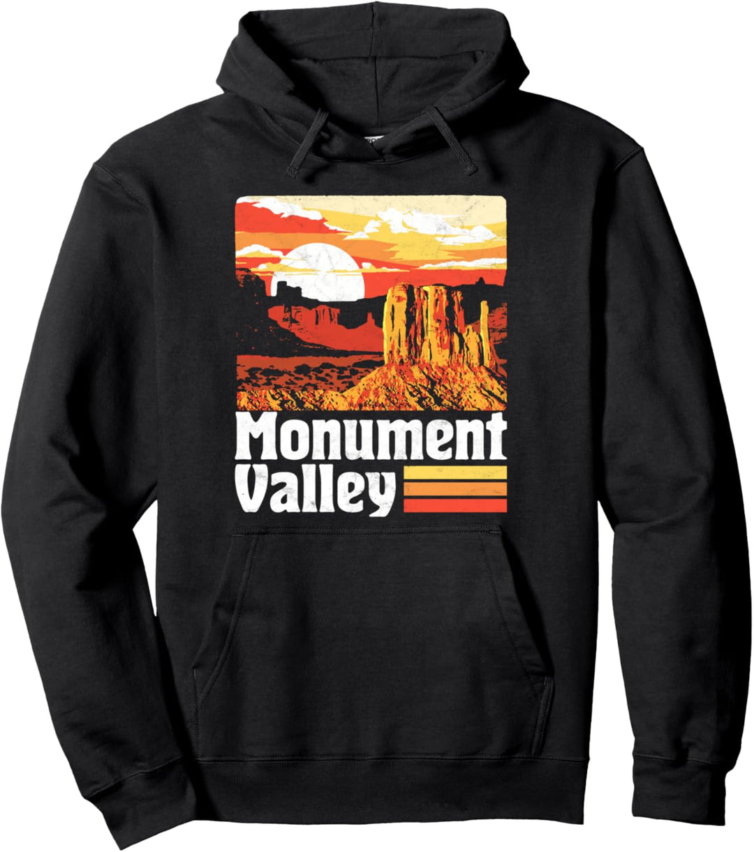Monument Valley Vintage Sunset 80s Retro Distressed Pullover Hoodie