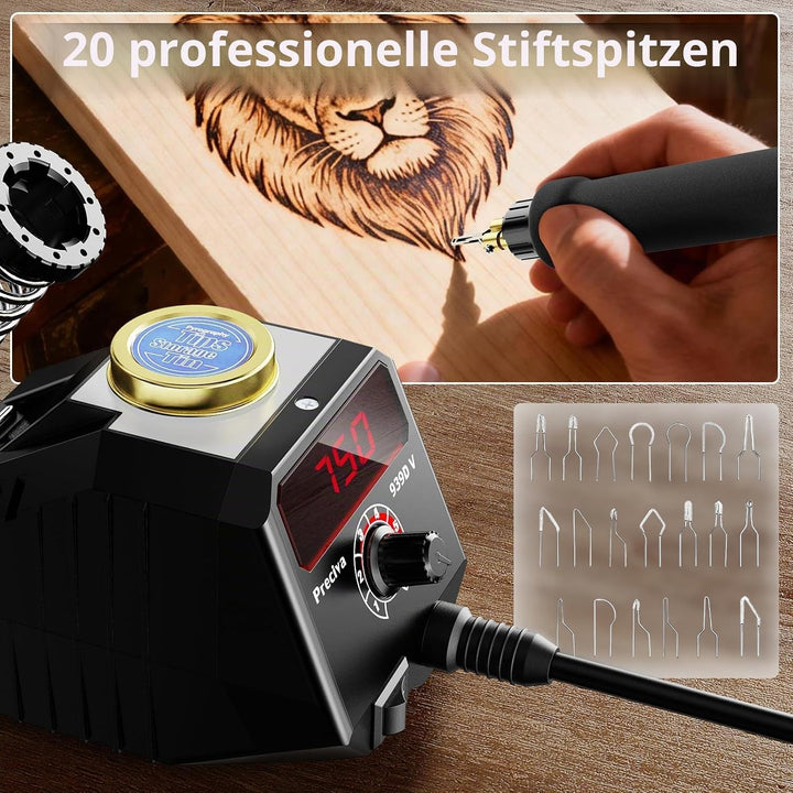 Preciva 939D-VI Brandmalstift, Handwerksset zum Holzschnitzen mit einstellbarer Temperatur, Holzschn