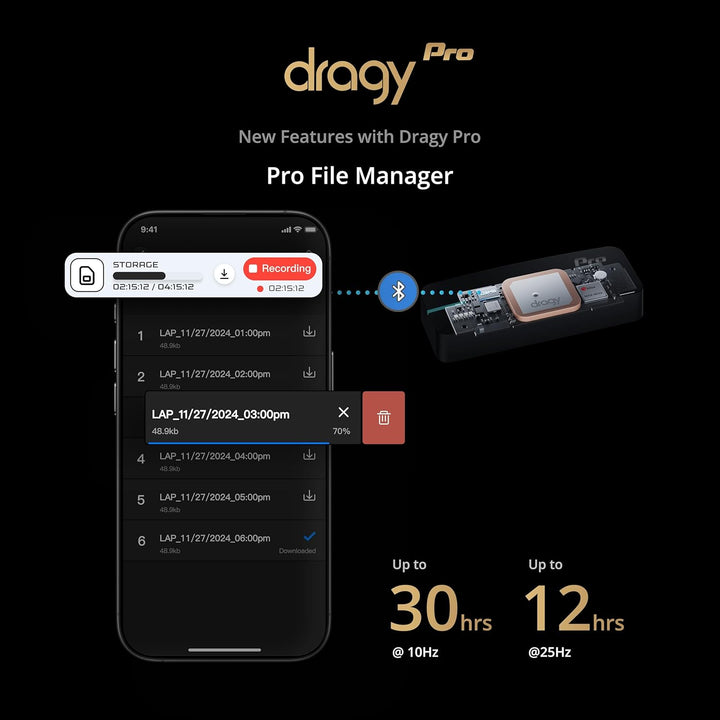Dragy Pro, professionelles 25 Hz GPS-Leistungsmesser, mit integriertem Speicher und 6-Achsen-IMU-Bew
