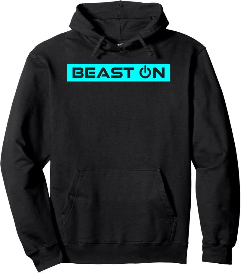 Beast ON Blau Gym Fitness Workout Gym Spruch Motivation Blau Pullover Hoodie