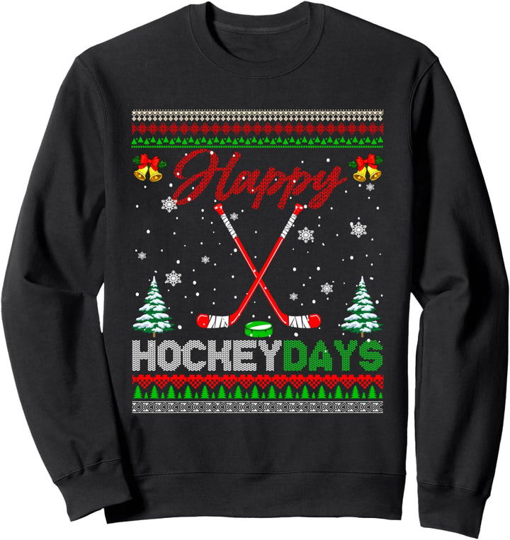 Happy Hockey Xmas Days Ice Hockey Equipment Matching Player Sweatshirt