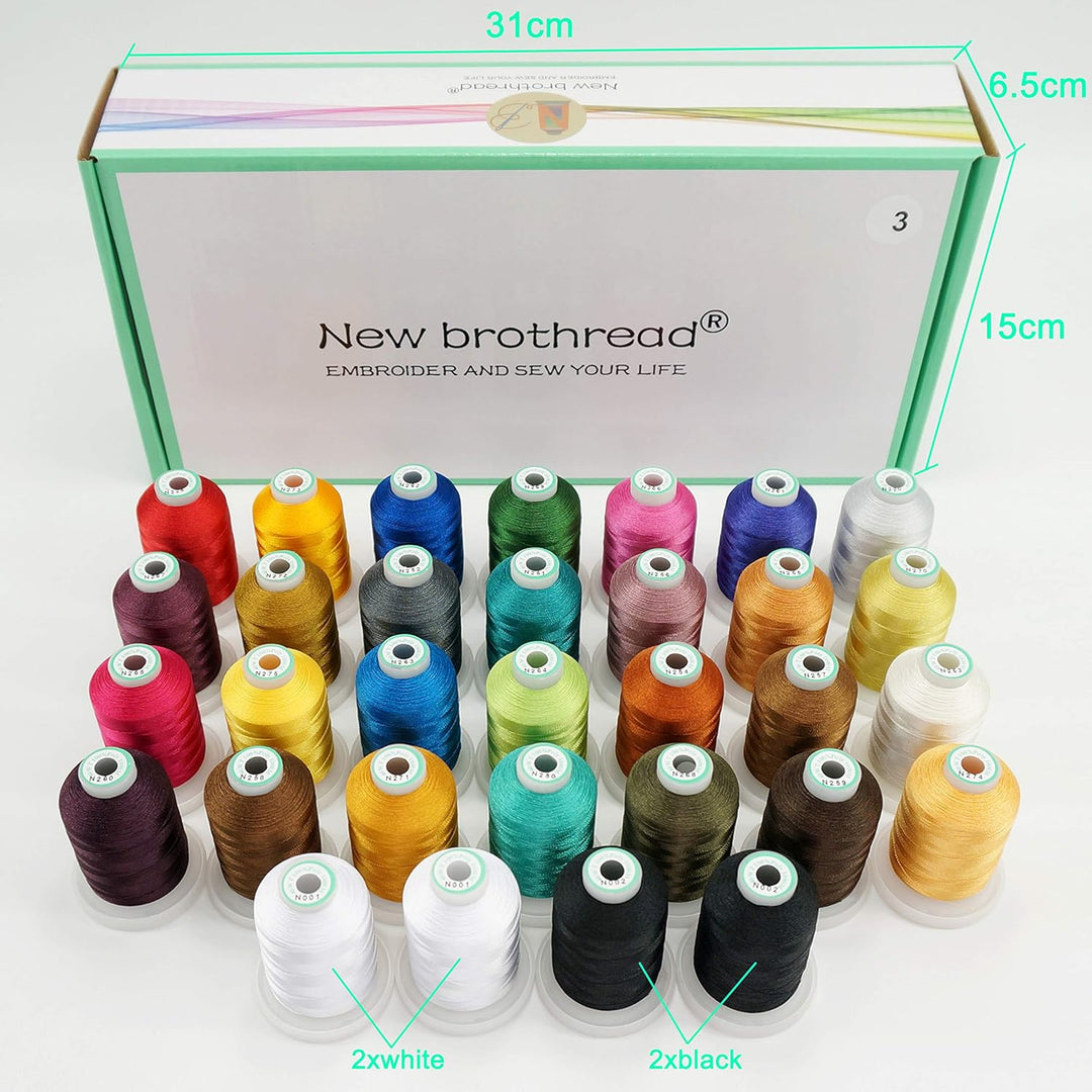 New brothread 32 Spulen Polyester Maschinen Stickgarn 1000M Jeder Spule - Farben ähnlich wie Janome