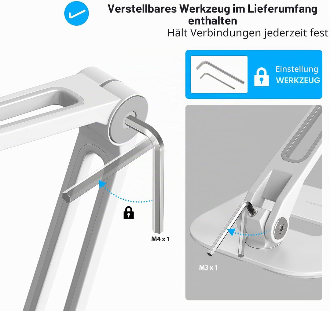 AboveTEK Long Arm Aluminium Tablet Ständer, Klapp Tablet Ständer mit 360 ° Swivel Clamp Halterung, p