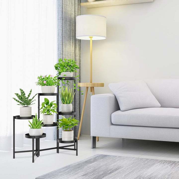 iDavosic.ly 7 Etagen Metall Pflanzenständer Blumentopfständer, Mehrstöckig Pflanzenregal Blumenregal