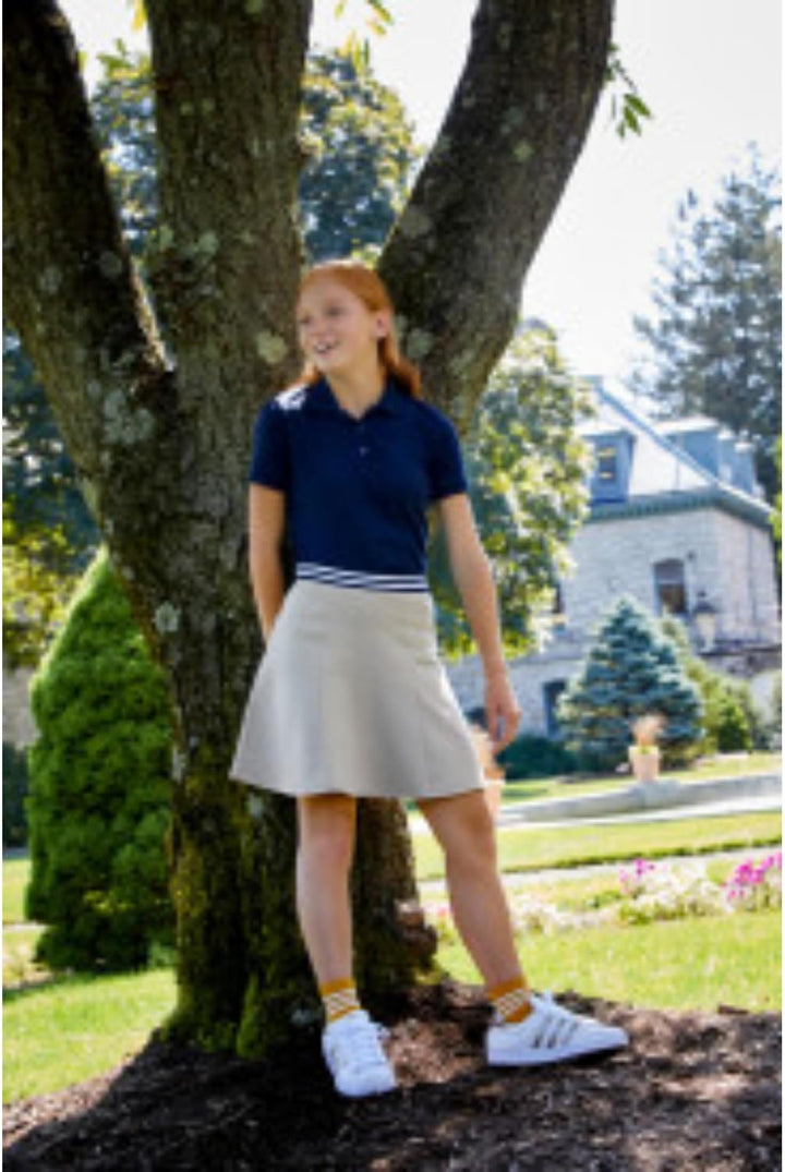 French Toast Little Girls Contrast Waistband Scooter Skirt - Khaki, 4-5
