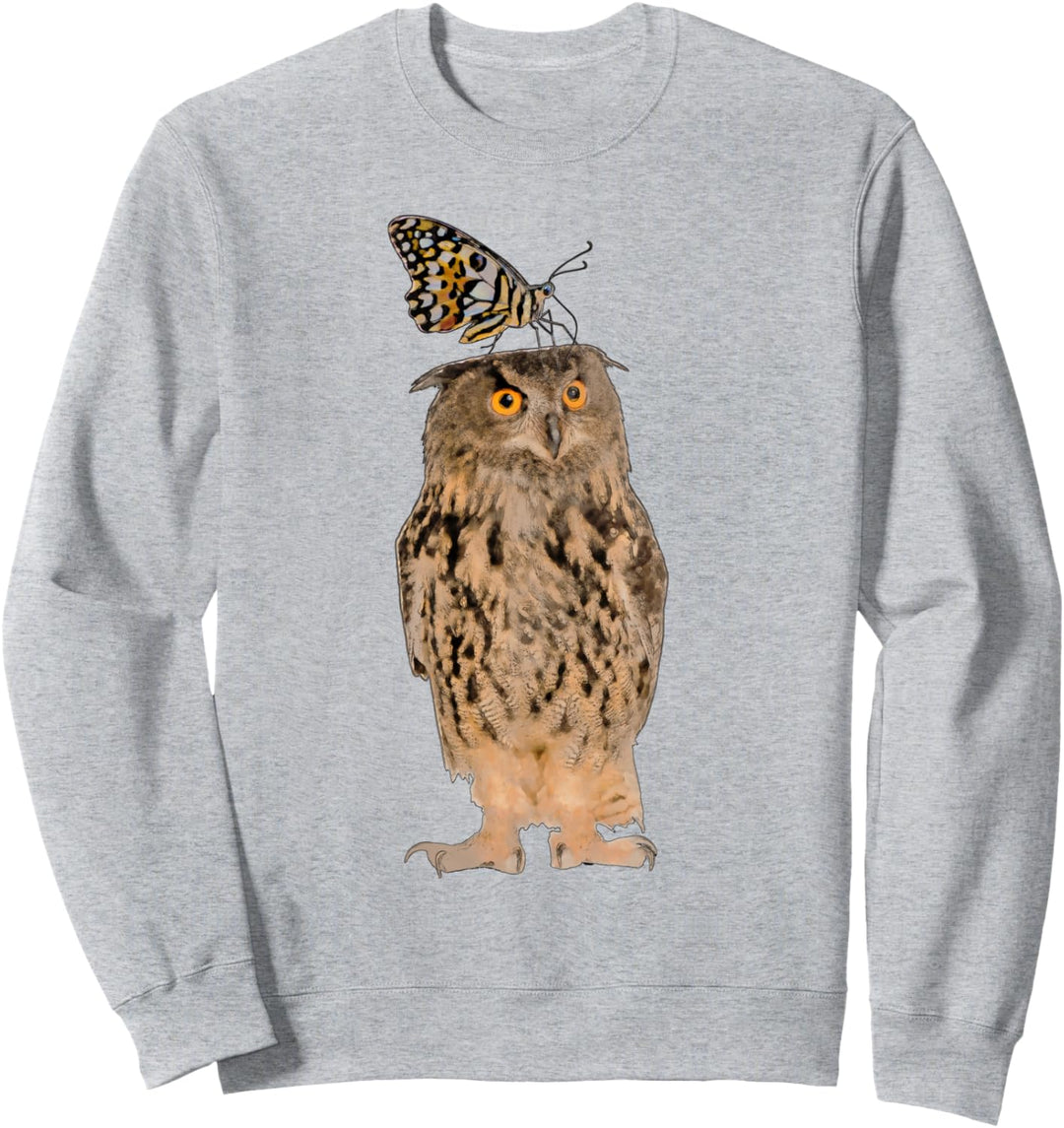 Lustige Aquarell-Eule mit Schmetterlings-Illustration. Sweatshirt