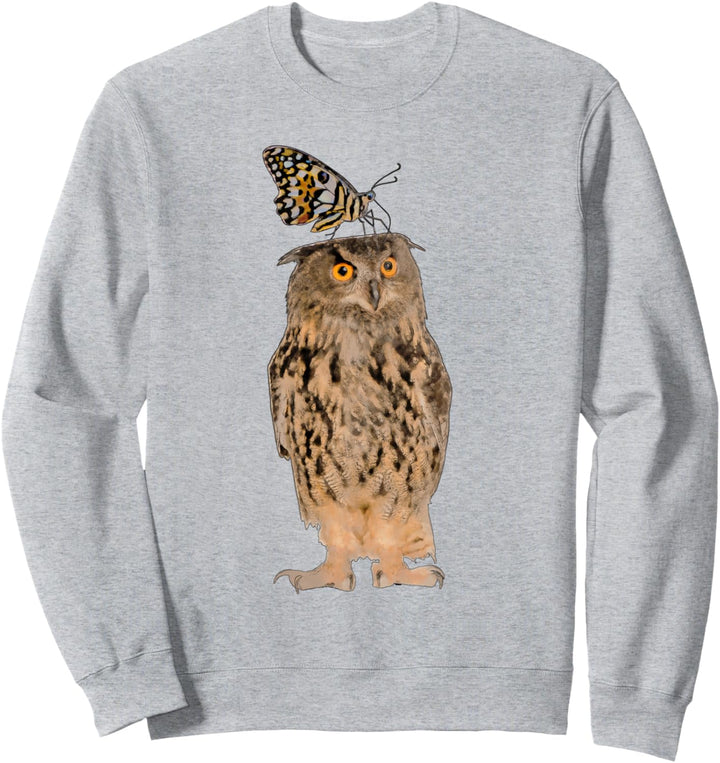 Lustige Aquarell-Eule mit Schmetterlings-Illustration. Sweatshirt
