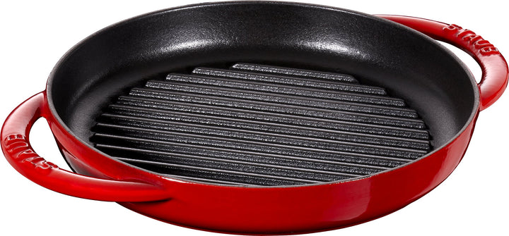 STAUB rund 22 cm Grillpfanne, Gusseisen, kirschrot 18 x 9.5 x 2.317 cm Kirschrot, 18 x 9.5 x 2.317 c