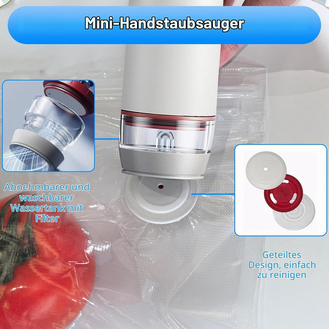 Vakuumierer, Vakuumiergerät Mit 30 Beuteln Hand Vakuumierer Wiederaufladbar Vakuumierstab USB Ladeka