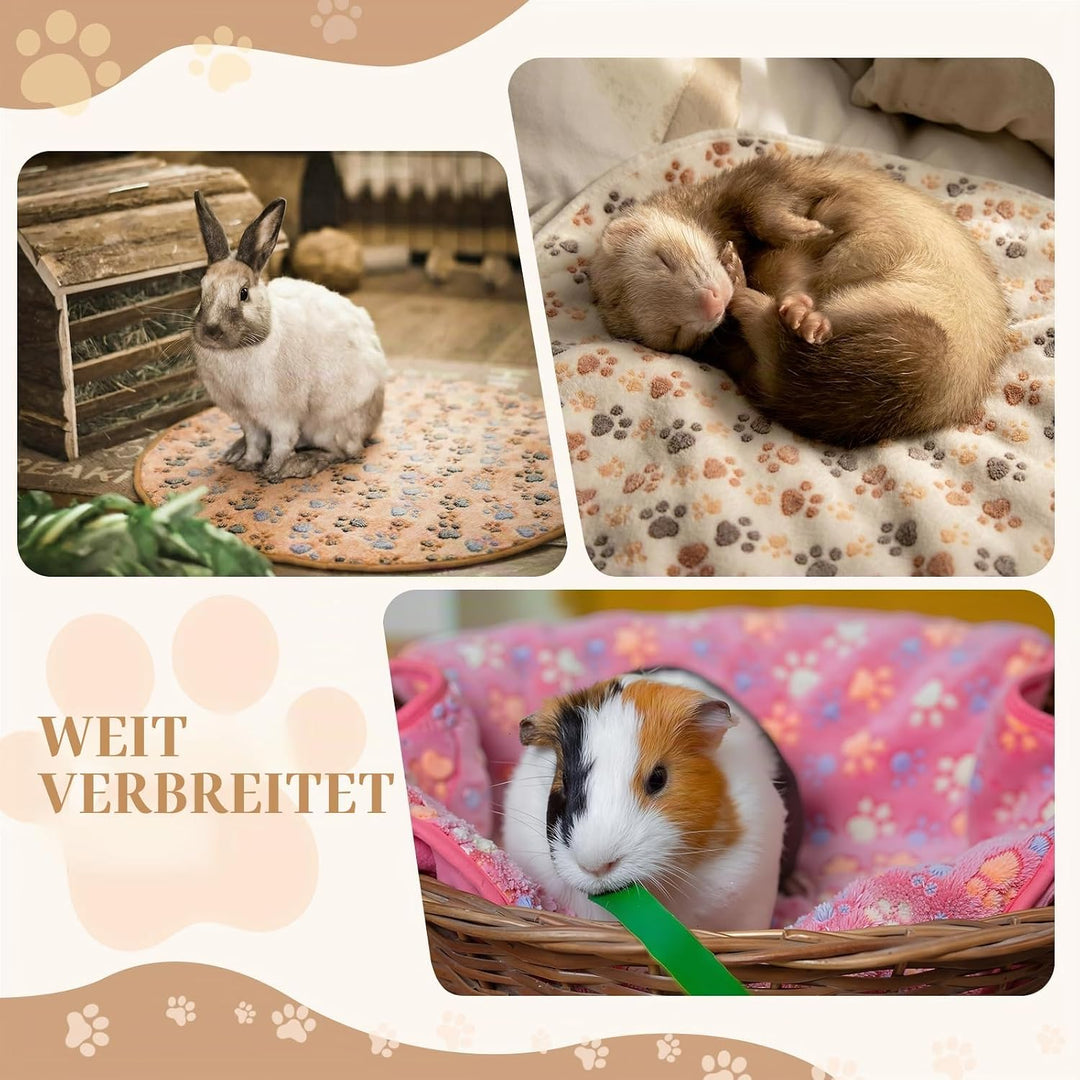4 Stück Haustier Hundedecke Pfote Muster Welpen Fleecedecke für Klein Mittel Haustier Hund Katze War