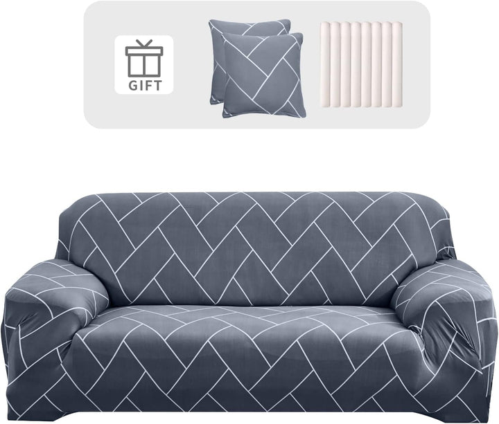 Lydevo Sofabezug 2 Sitzer Stretch Sofahusse Elastischer Sofabezug Spandex Sofa Überzug mit 2 Kissenb
