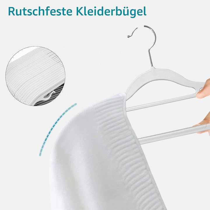30 Stück Kleiderbügel, Rutschfester Kunststoffbügel, Platzsparender Bügel, 360° Drehbarer Haken, Dic