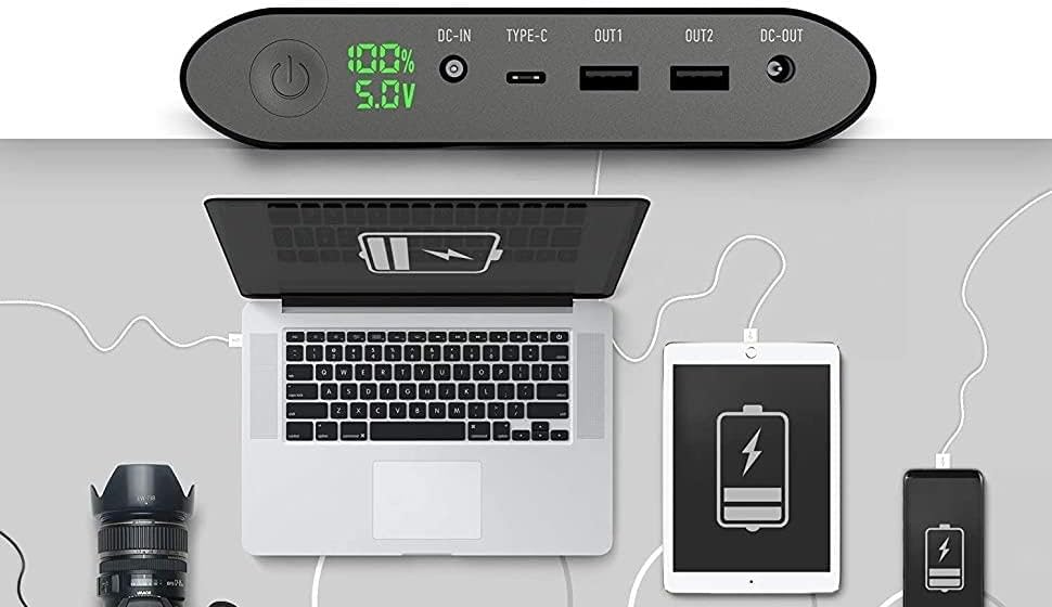 Litionite Tanker 90W / 50.000mAh Aluminium Powerbank Externer Batterie Akku mit LED-Anzeige - 2X USB