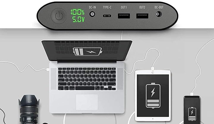 Litionite Tanker 90W / 50.000mAh Aluminium Powerbank Externer Batterie Akku mit LED-Anzeige - 2X USB