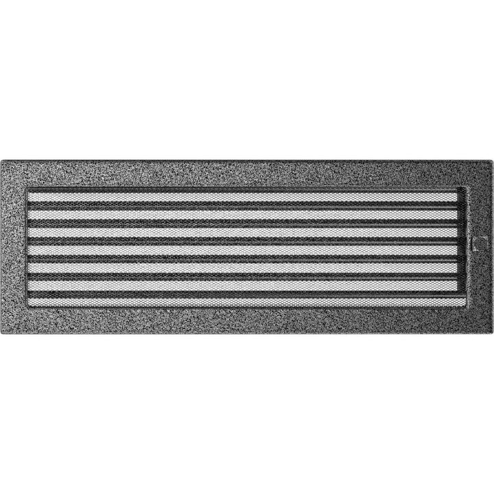 KRATKI Lüftungsgitter Kamingitter 17cm x 49cm schwarz-silber mit Jalousien 17 x 49 cm Schwarz-silber