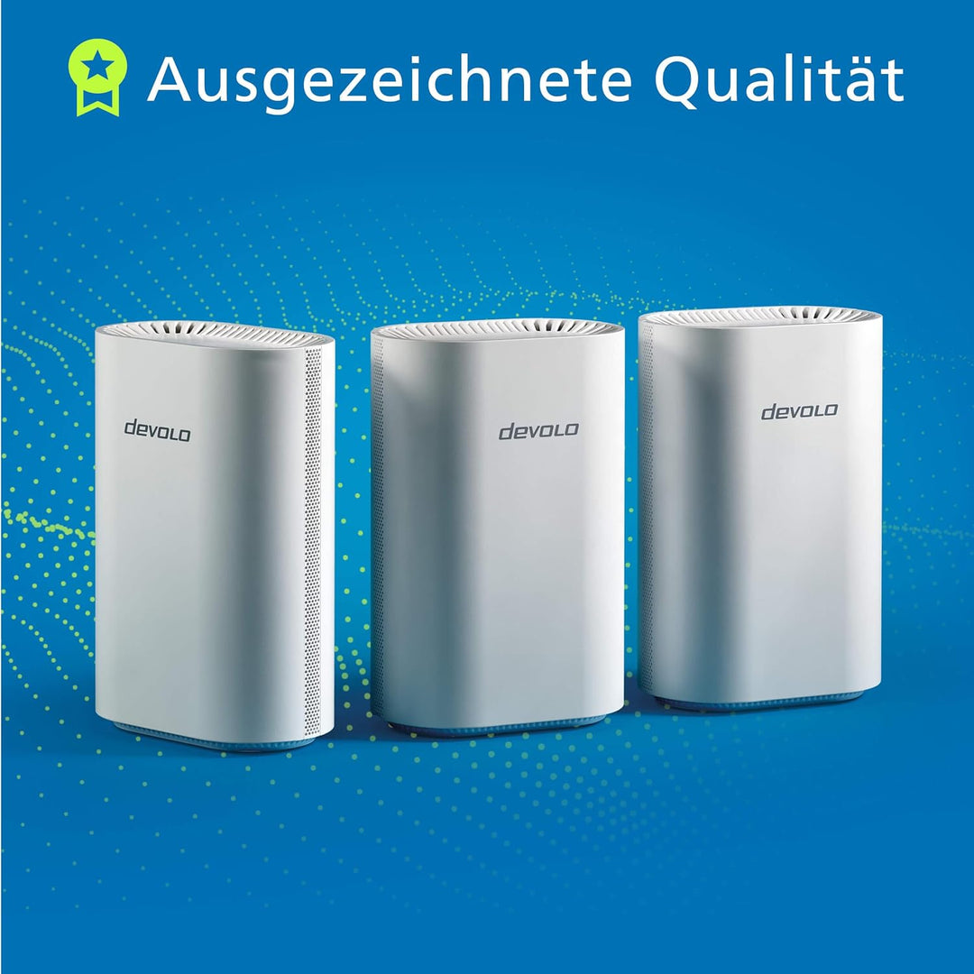 devolo WiFi 7 Mesh BE6500 3-Pack, Highspeed Mesh-WLAN-System, WLAN-Verstärker, bis zu 6.500 Mbit/s,