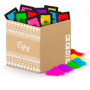 POLVO HOLI - 60 Beutel mit 100g Pulver Holi - Holi Gulal Powder - 6 Farben
