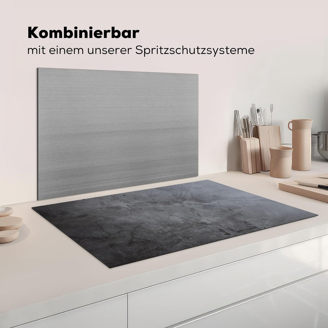 MuchoWow Herdabdeckplatte Ceranfeld Spritzschutz Küche Industriell - Beton - Grau - Schiefer - Retro