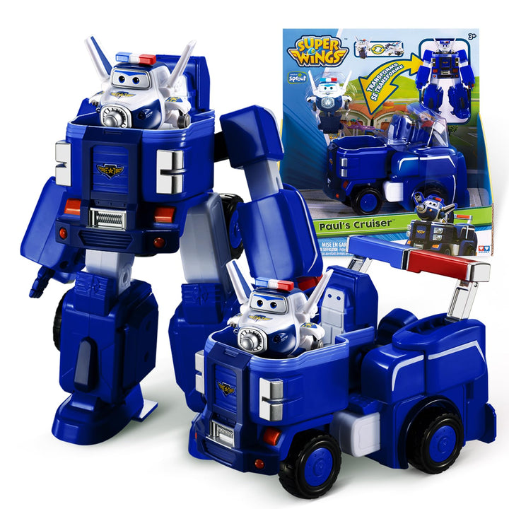 SUPER WINGS – VERWANDELBARES ROBOTERFAHRZEUG "PAUL’S CRUISER" 18 cm + 1 FIGUR 5 cm – Wagen und Spiel