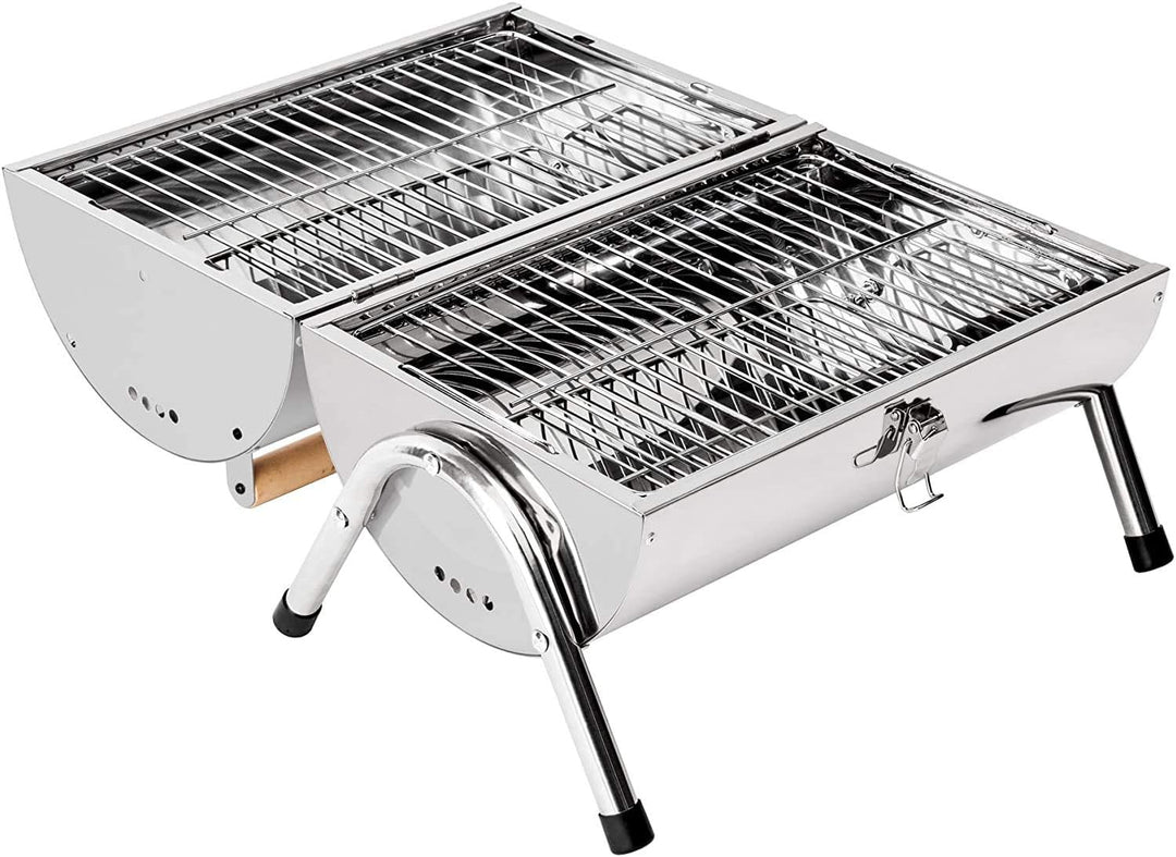 RESCH 502598 mobiler Holzkohle Grill klappbar, Edelstahl Tischgrill tragbar, Holzkohlegrill ideal fü