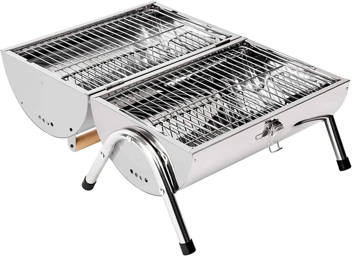 RESCH 502598 mobiler Holzkohle Grill klappbar, Edelstahl Tischgrill tragbar, Holzkohlegrill ideal fü