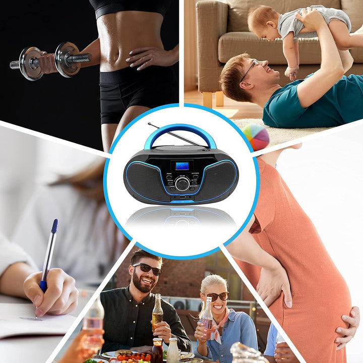 Tragbares CD-Radio - Kinder CD-Player Boombox mit USB-Eingang | AUX-Eingang | Kopfhöreranschluss | U