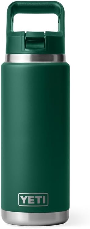 YETI Rambler C Flasche Mit Farblich Abgestimmtem Trinkhalmdeckel, Black Forest Green, 18 oz (532 ml)