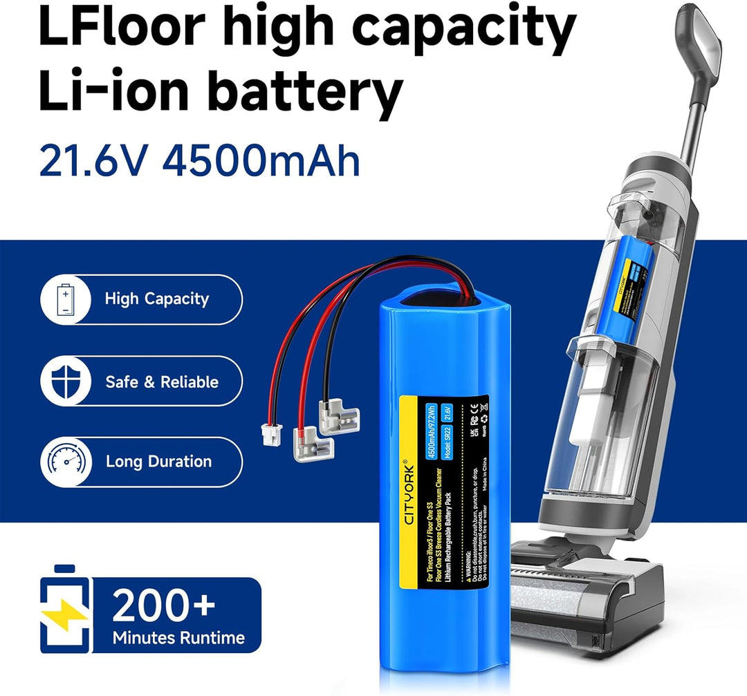 CITYORK 21,6V 4500mAh Ersatz Akku kompatibel mit Tineco iFloor3, Floor One S3, Floor One S3 Breeze C