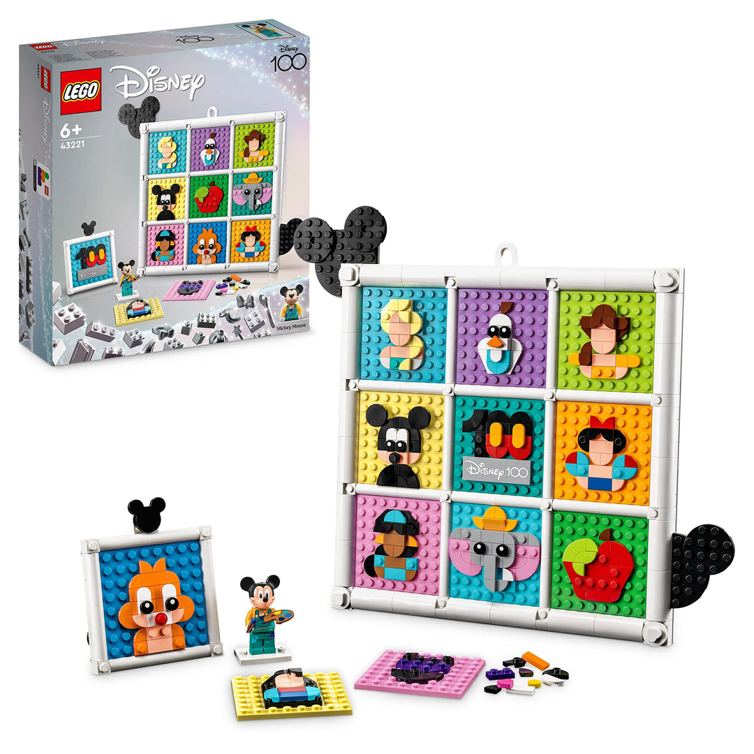 LEGO 43221 | Disney 100 Jahre Disney Zeichentrickikonen, Bastelset und DIY Set als Wandkunst und Sch