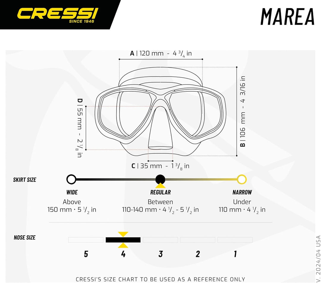 Cressi Tauchmaske Marea Einheitsgrösse Schwarz/Schwarz, Einheitsgrösse Schwarz/Schwarz