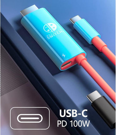 Switch Dock for Nintendo Switch OLED, 2 in 1 Switch TV Adapter with 4K HDMI Cable, Type C 100W Charg