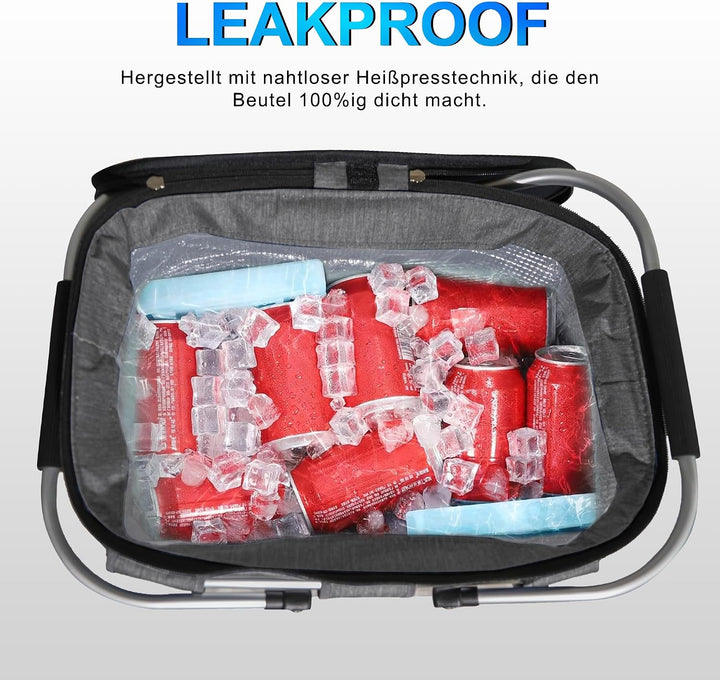 ABIUBIU 26L Einkaufskorb Kühltasche Gross Isolierkorb KüHlkorb KüHltasche Picknickkorb Picknicktasch