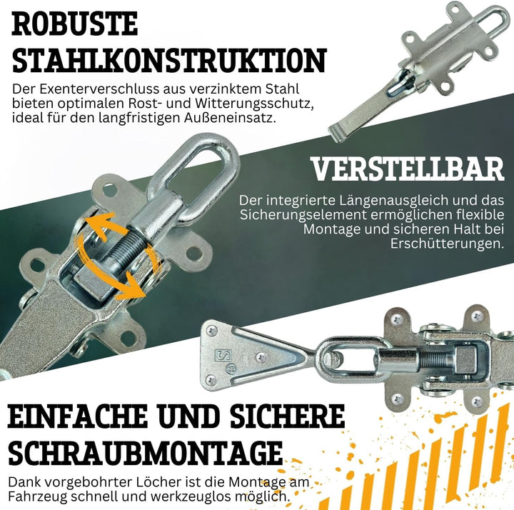 Safetytex Bordwandverschluss verstellbar mit Langgriff – Exzenterverschluss aus verzinktem Stahl – S