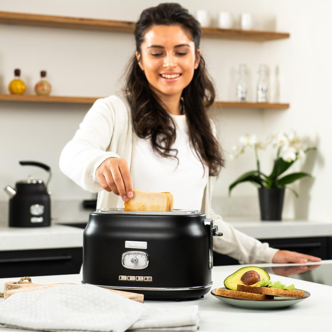 Westinghouse Retro Toaster 2 Scheiben, Abnehmbarer Brötchenaufsatz, 6 Bräunungsstufen, Brotzentrieru