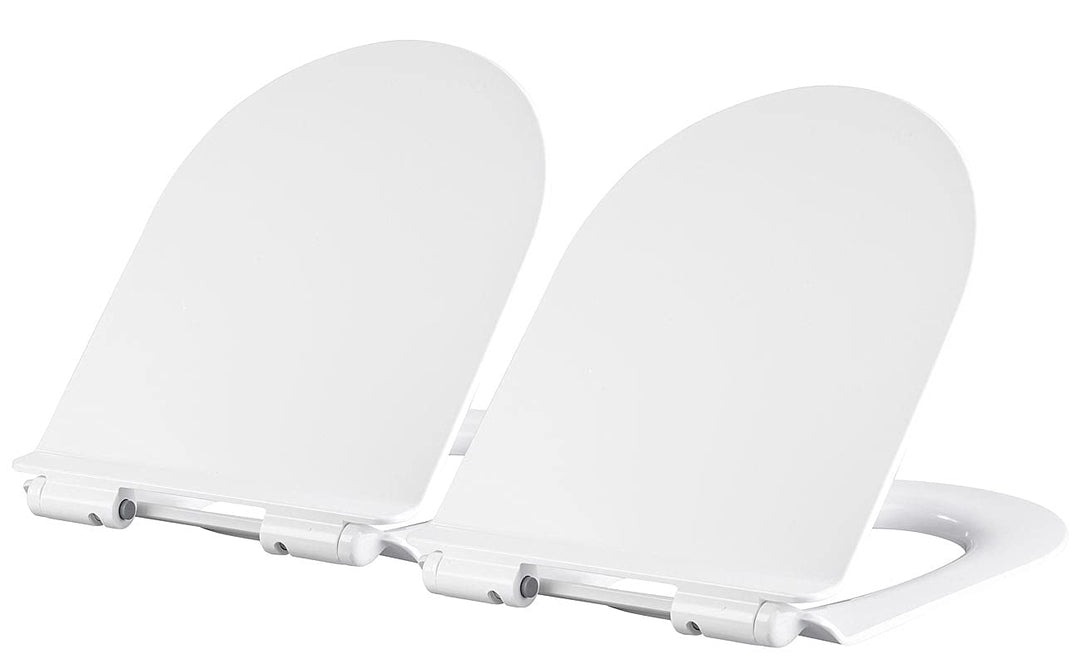 BadeStern WC Deckel: 2er-Set flache WC-Sitze, D-Form, mit Absenkautomatik (antibakterieller Toilette