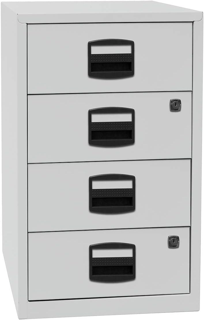 Bisley Home Beistellschrank PFA, 4 Universalschubladen, Metall, 506 Korpus Lichtgrau, Fronten Kardin