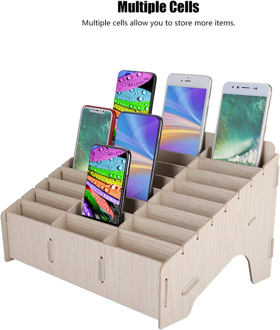 Telefongefängnis aus Holz mit 24 Gittern, Verdickte Aufbewahrungsbox für Mobiltelefone und Caddy Im