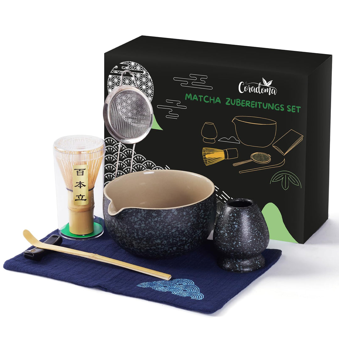 Matcha Tee Set – Japanisches Ceremonial Matcha Zubereitungsset | mit Bambus Chasen, Chashaku Löffel,