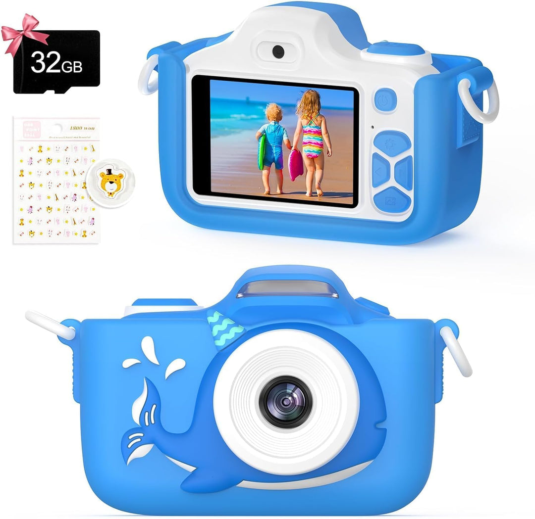 Kriogor Kinder Kamera, Digital Fotokamera Selfie und Videokamera mit 16 MP/Dual Lens/ 2 Inch Bildsch