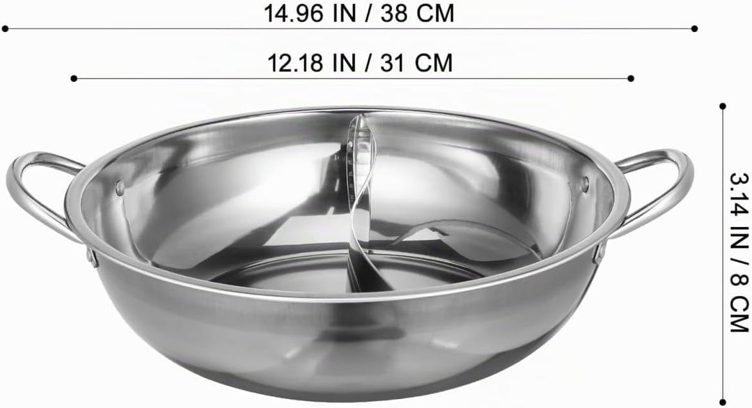 STOBAZA Hot Pot Mit Trennwand Edelstahl 32Cm Doppelseitiger Suppentopf Für Induktionsherd Und Gas Le