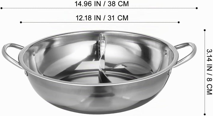STOBAZA Hot Pot Mit Trennwand Edelstahl 32Cm Doppelseitiger Suppentopf Für Induktionsherd Und Gas Le