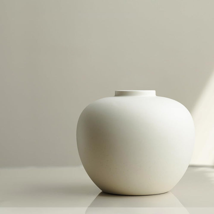 Vollmond-Vase, formt Blumenkunst und zeigt Hydrokulturpflanzen, 16,5 x 18,3 cm, matte Creme